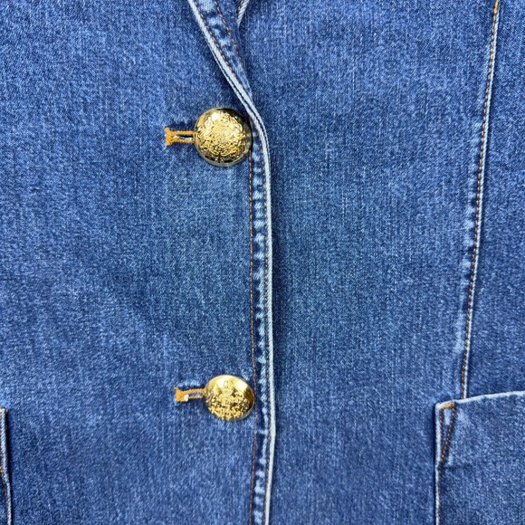 VTG Ralph Lauren Blazer Womens Large Blue Denim Gold Buttons Lauren Jeans Jacket - Picture 5 of 11